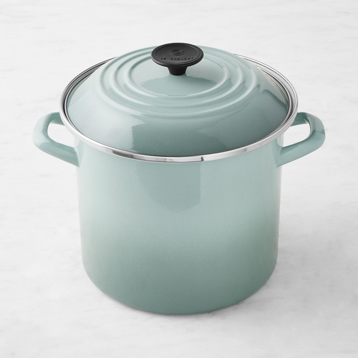 Le Creuset Enameled-Steel Stock Pot | 8 QT (Color: Sea Salt)