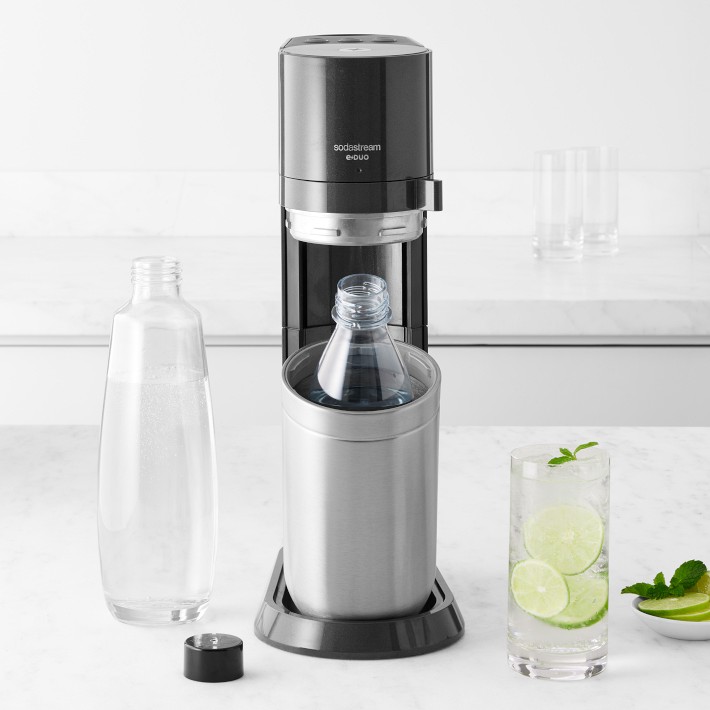 SodaStream Duo Sparkling Water Maker - Metallic Black, Works With Glass & Plastic Bottles, Quick Connect CO2