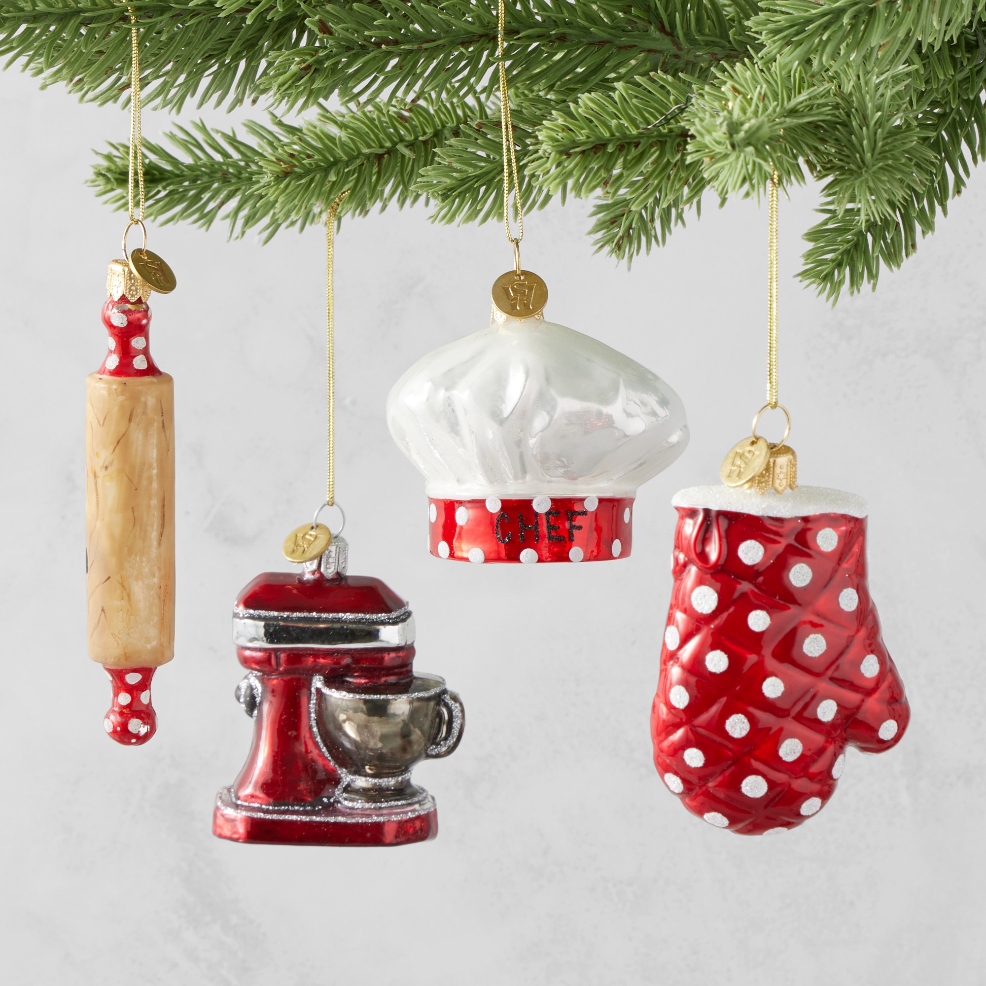 Baking Essentials Glass Ornaments, Set of 4