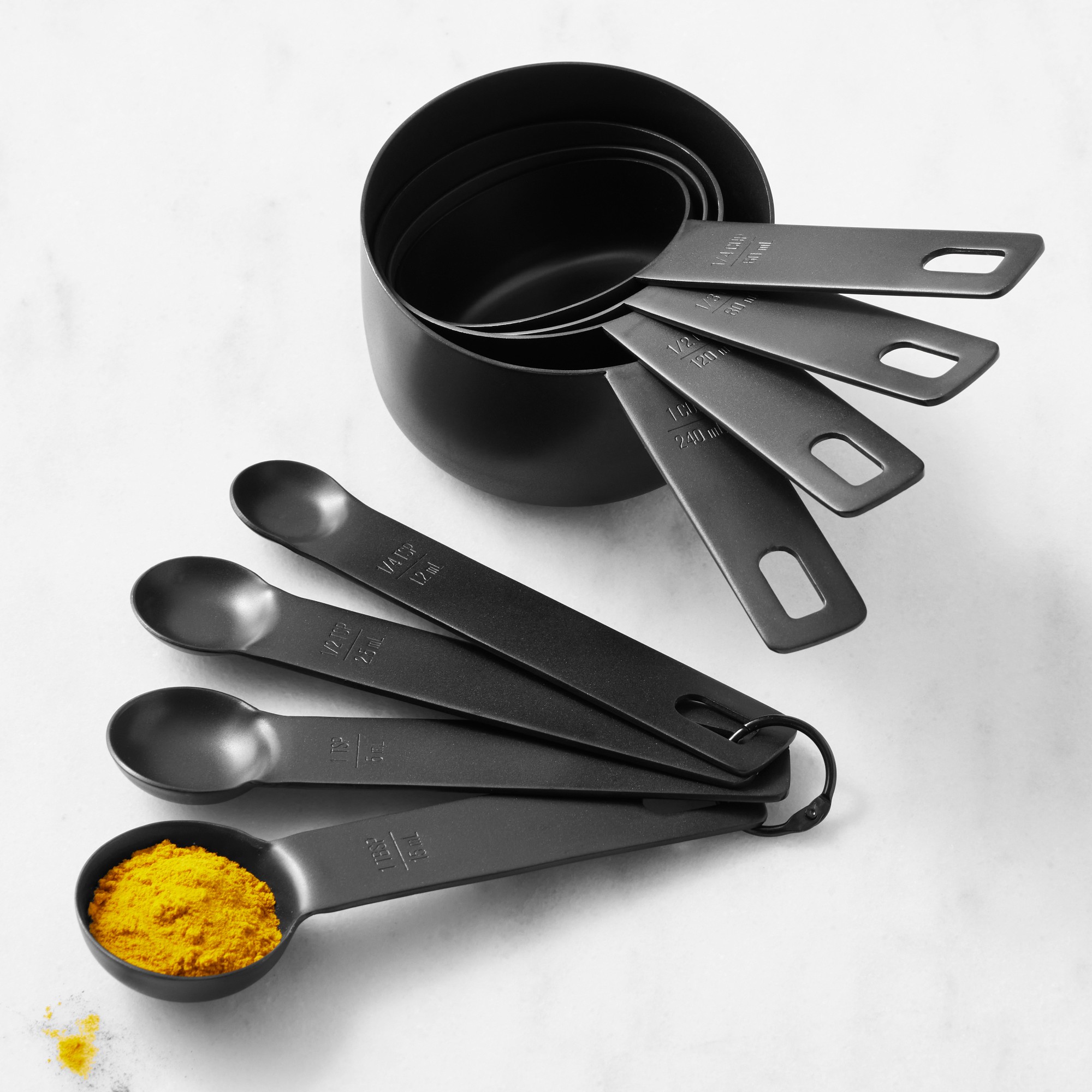 Williams Sonoma Matte Black Measuring Cups and Spoons Set