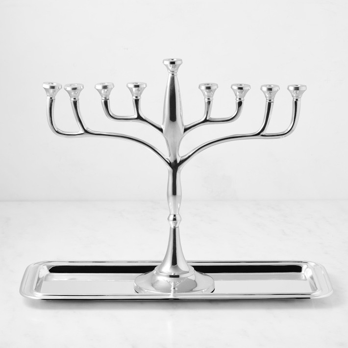 BNIB HTF Menorah Metal/Silver/Wood Candle Holder shops by Williams Sonom (C all Pics)