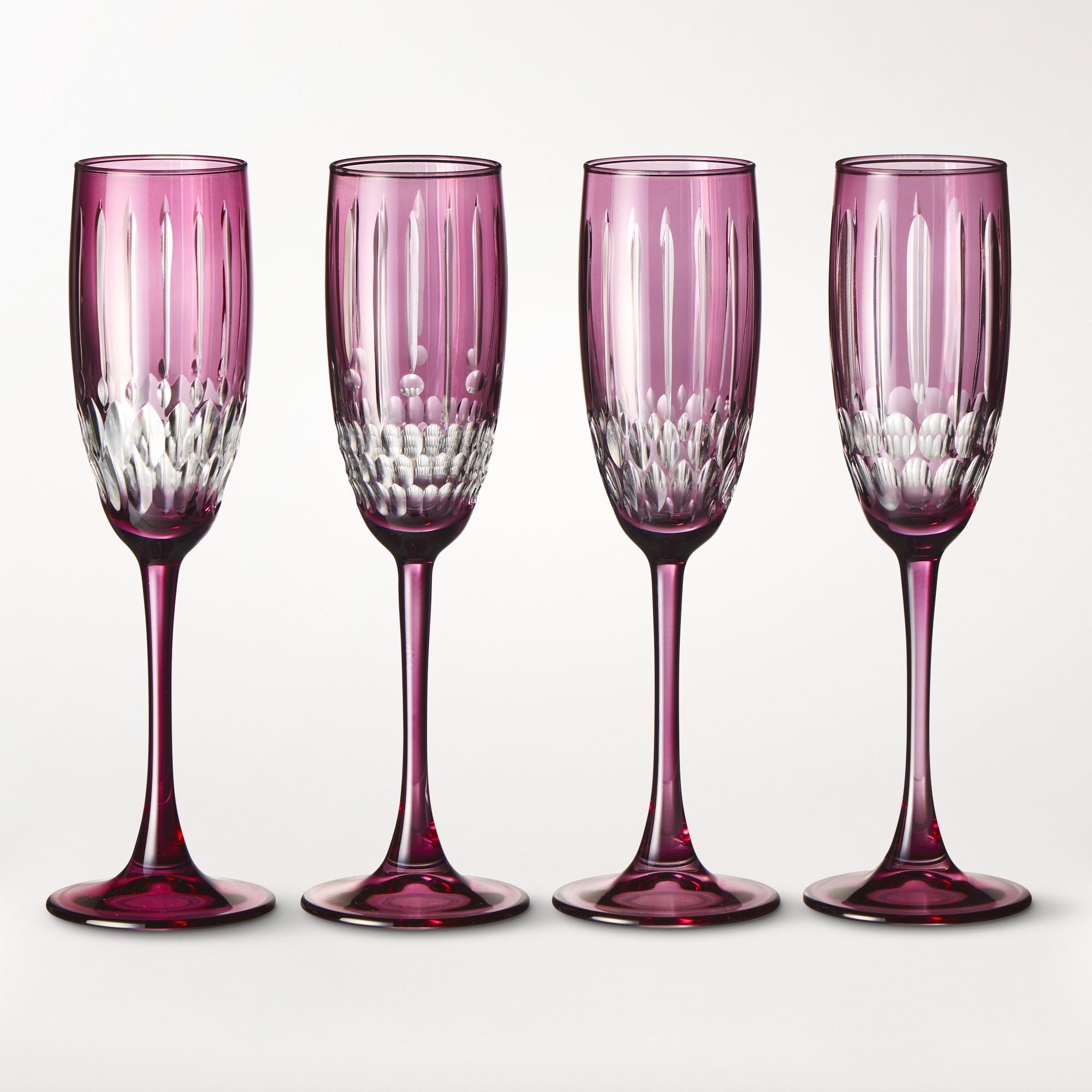 Wilshire Jewel Cut Champagne Flutes, Set of 4