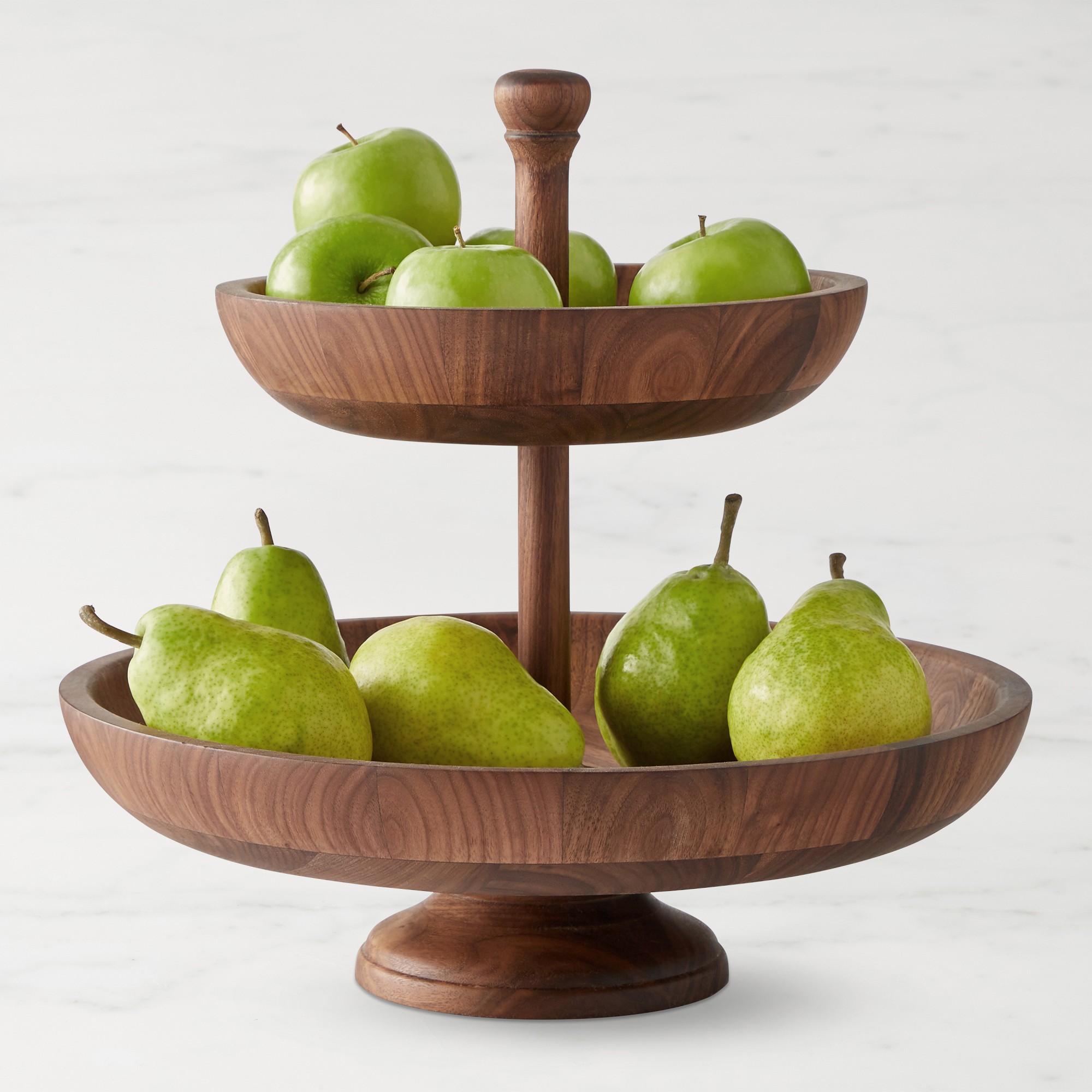 Williams Sonoma Walnut Two Tier Fruit Bowl