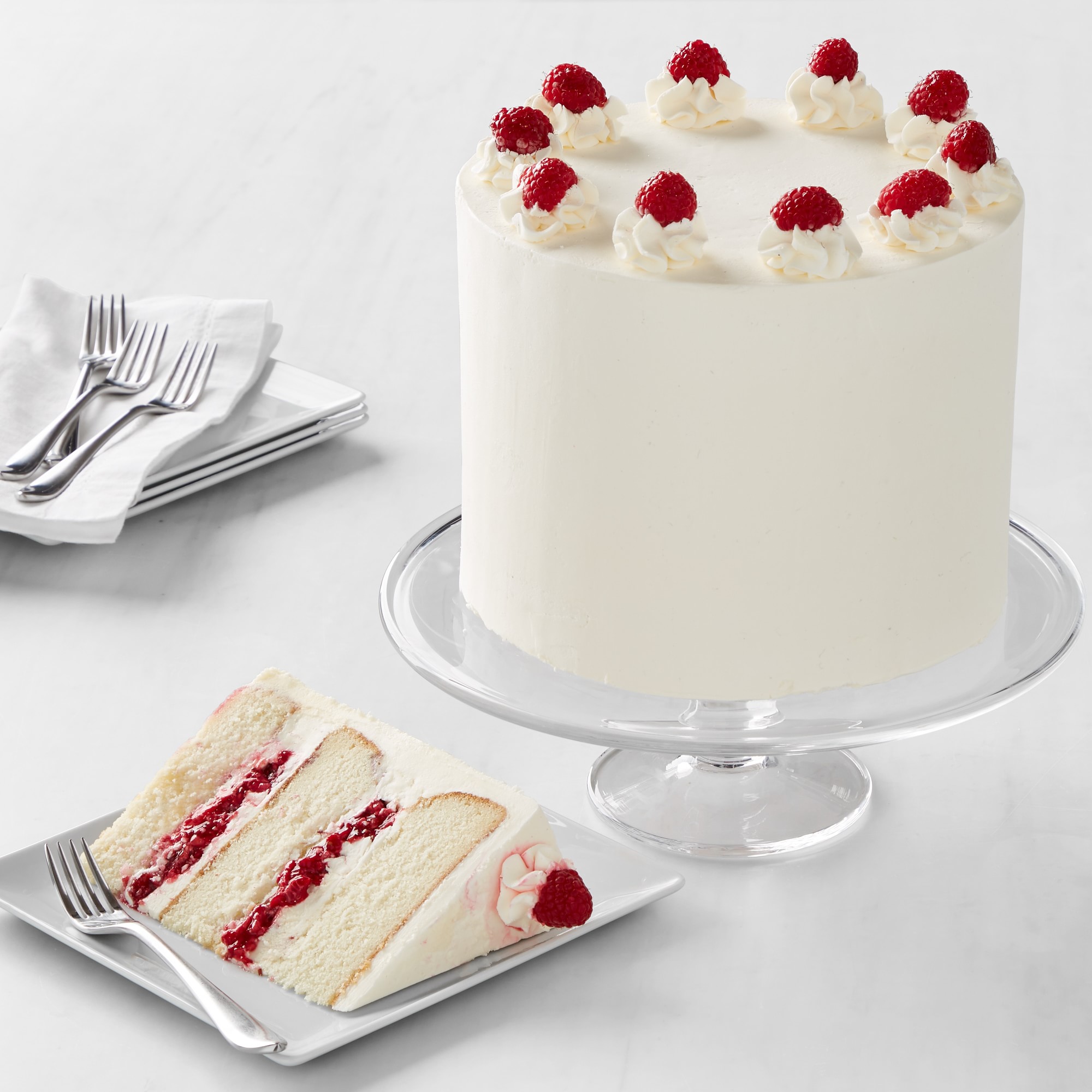 Three-Layer Raspberry Champagne Cake, Serves 16-22