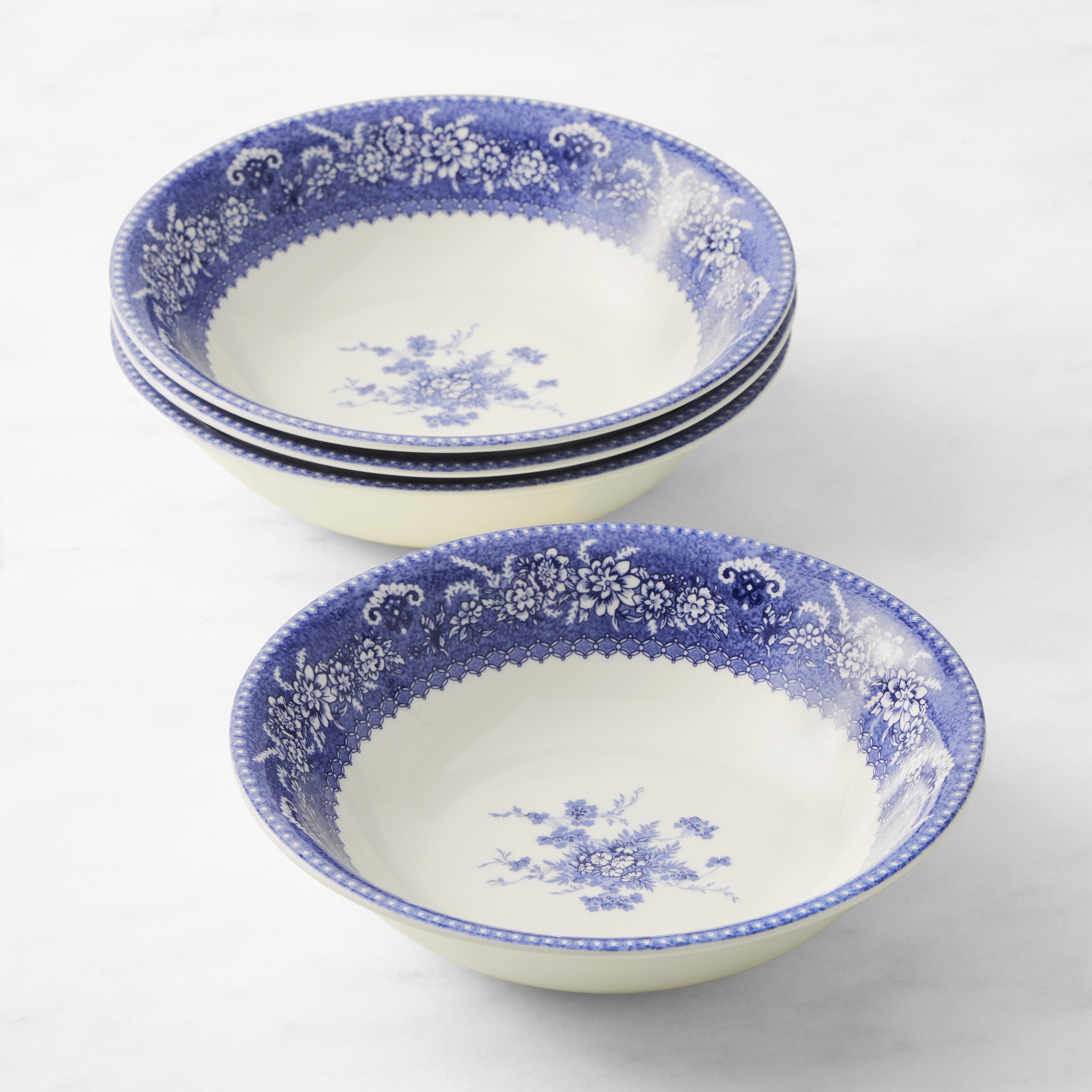 English Floral Pasta Bowls, Set of 4