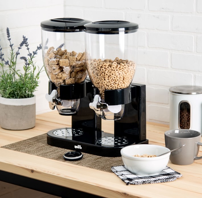 Black Countertop Double Cereal Dispenser