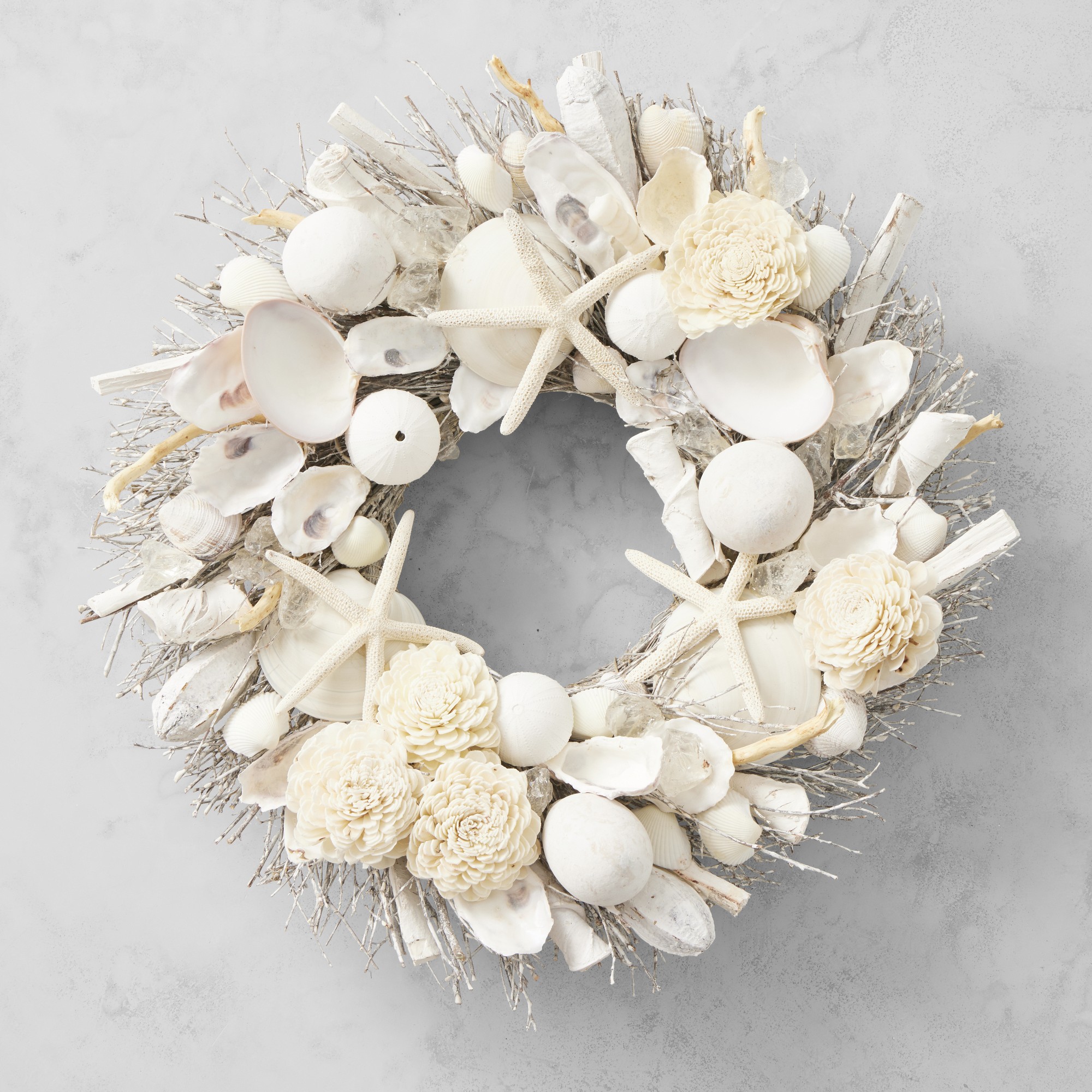 OPEN BOX: Bleached Fleur De Sel Live Wreath, 20"