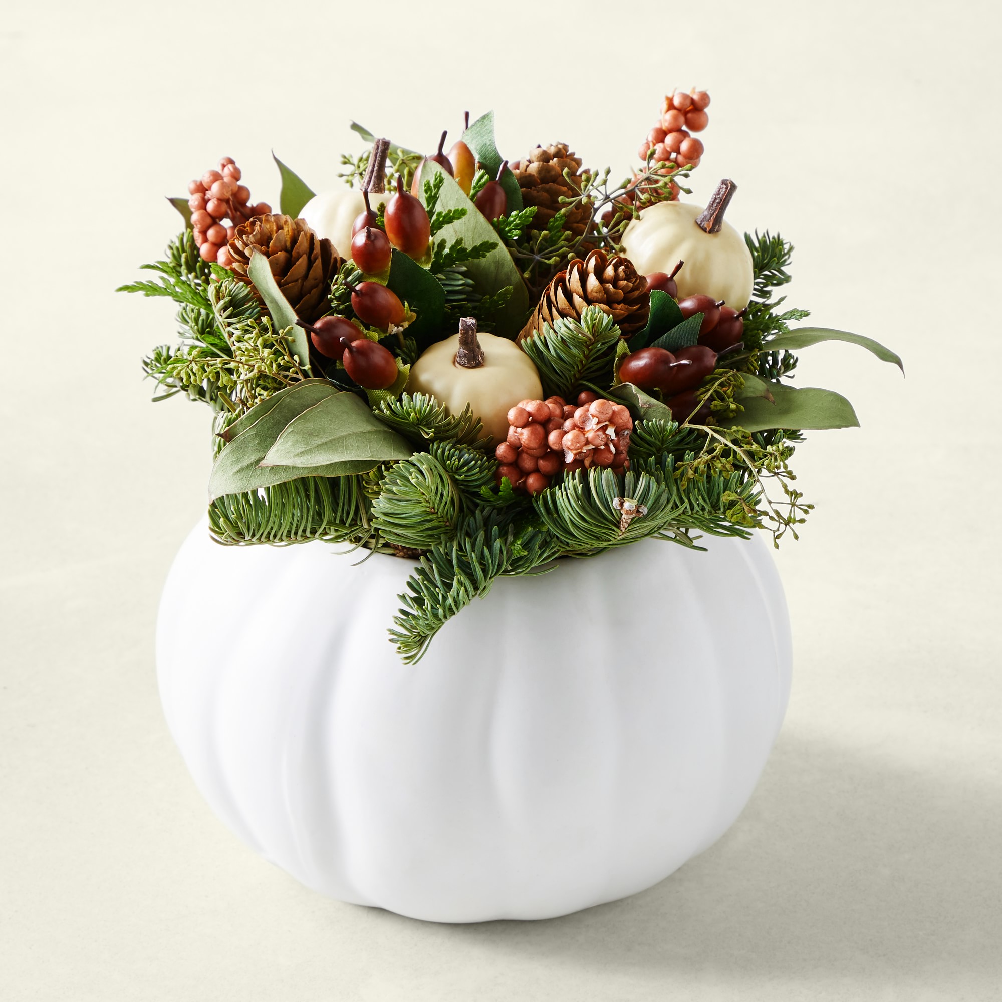 White Fall Pumpkin Live Centerpiece