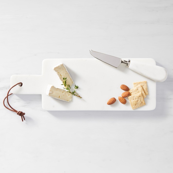 Williams Sonoma x Mark &amp; Graham Marble Rectangular Cheese Board with Cheese Knife