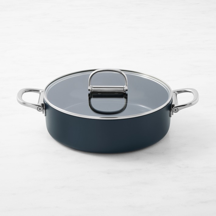 Joseph Joseph Ceramic Nonstick Space-Saving Shallow Covered Casserole with Folding Handles, 5-Qt.