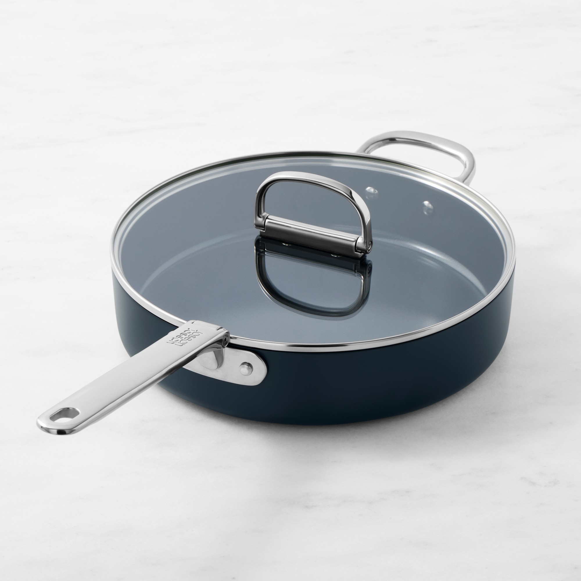 Joseph Joseph Ceramic Nonstick Space-Saving Covered Saute Pan with Folding Handles, 3 1/2-Qt.