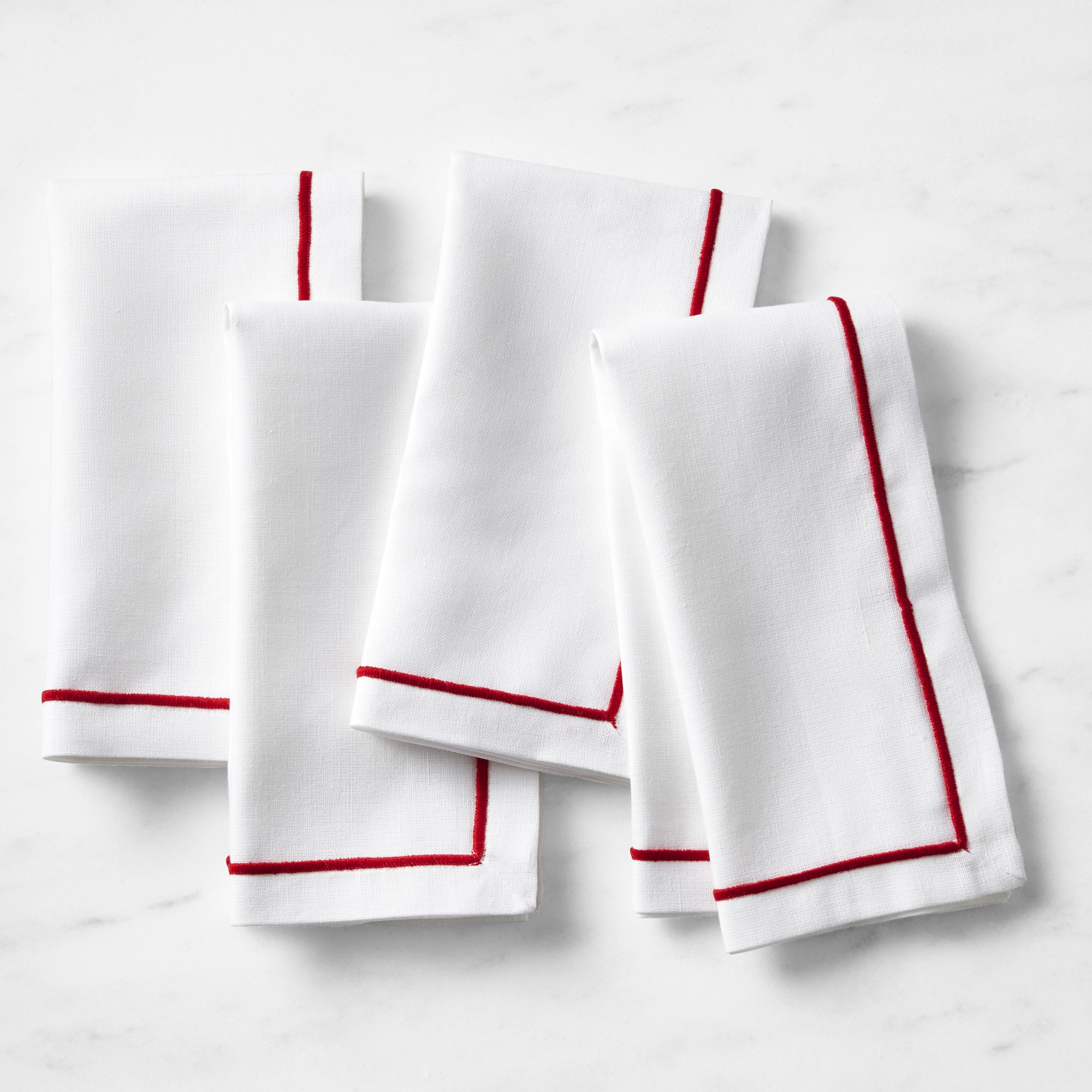 Red Border Napkins, Set of 4