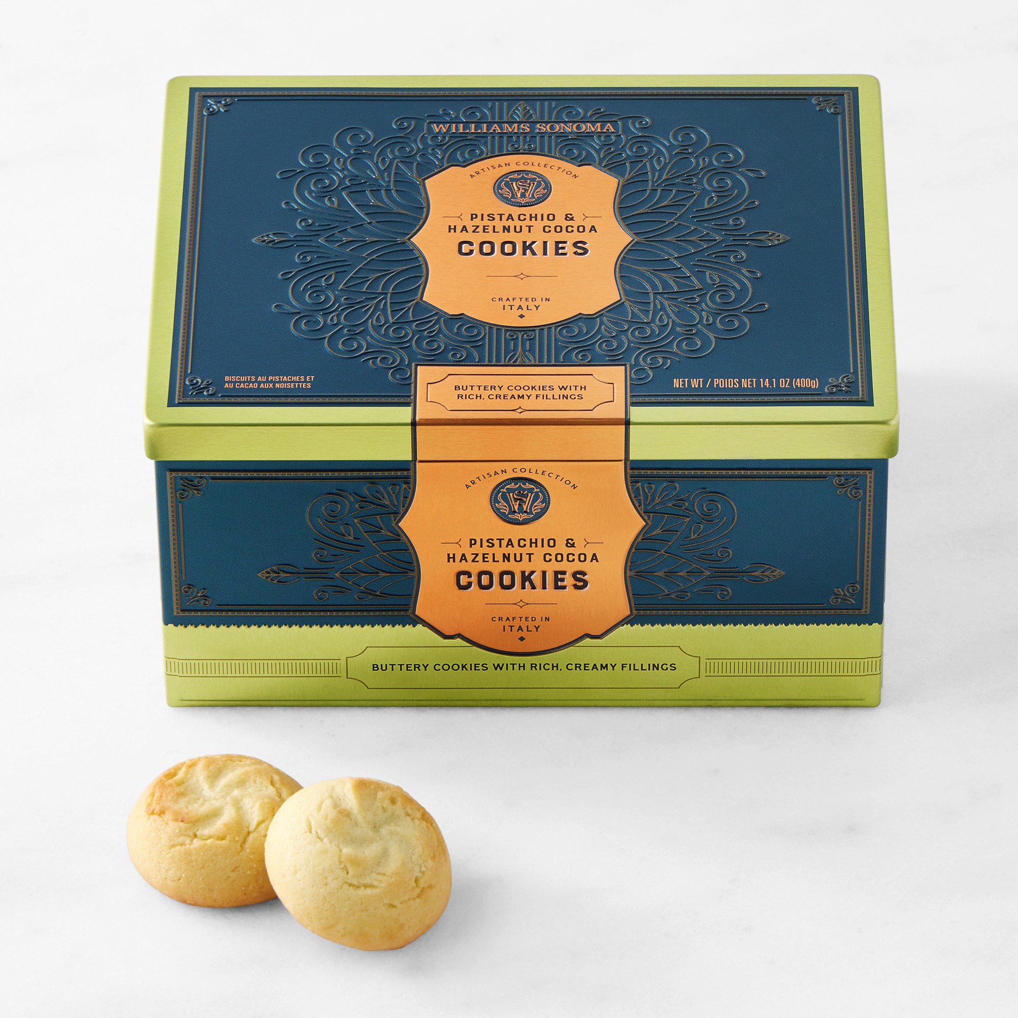 Williams Sonoma Signature Tin, Pistachio & Hazelnut Cocoa Cookies