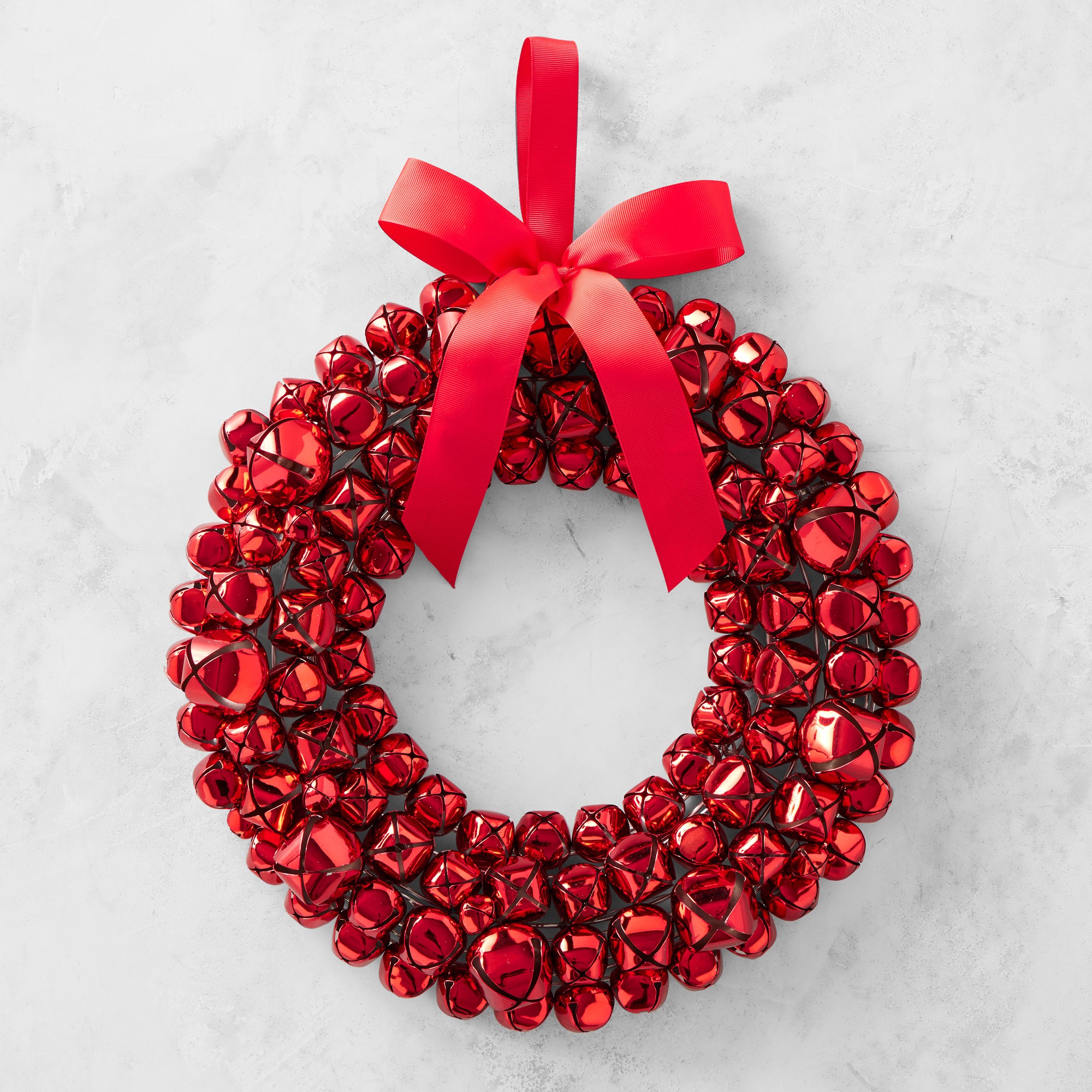 Red Jingle Bell Faux Wreath, 15"