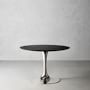 Tulip Pedestal Dining Table, 42 Round, Polished Nickel Base, Black Marble Top