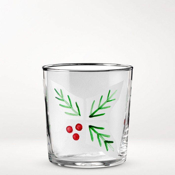 Holly Etched Tumblers, Short