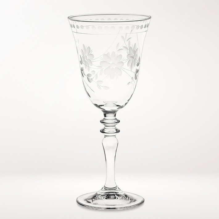 Vintage Etched Wine Glasses - 4 pk