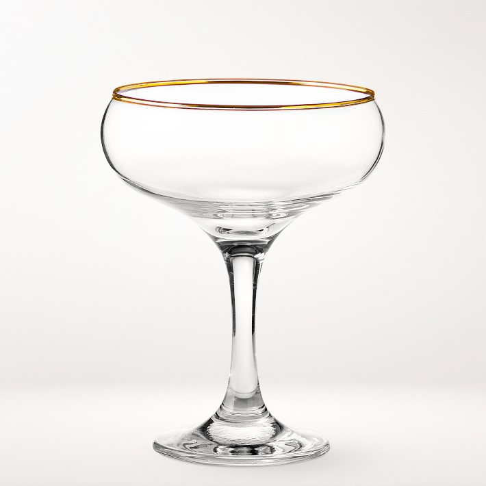 Gold Rim Coupe Glasses, Set of 4