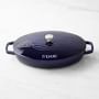 Staub Enameled Cast Iron Oval Gratin with Sea Bass Embossed Lid, 2 1/4 Qt.