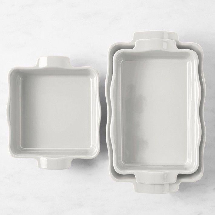 Emile Henry French Ceramic Ruffled Baker, Set of 3