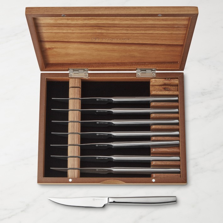 Wüsthof Stainless-Steel 8-Piece Steak Knives, Acacia