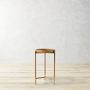 Kenwood Martini Side Table, Leather, Natural, Antique Brass