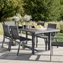 Santa Barbara Slate Outdoor Metal Dining Table &amp; Dining Chairs (84&quot;-124&quot;)