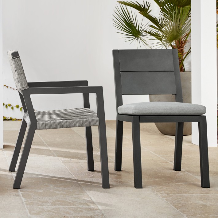 Larnaca Outdoor Slate Grey Metal Dining Side Chair