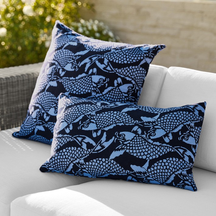 Koi Fish Jacquard Outdoor Pillow Cover