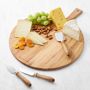 Olivewood Round Cheese Board with Cheese Knives, Medium