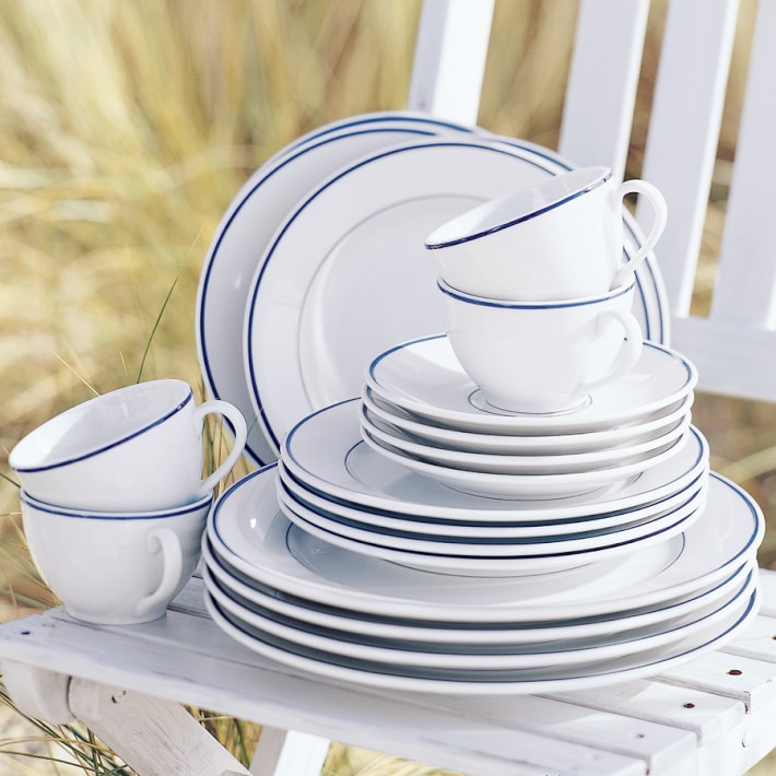 Home Vintage Stripe 12-Piece Porcelain Dinnerware Set shops SD65F