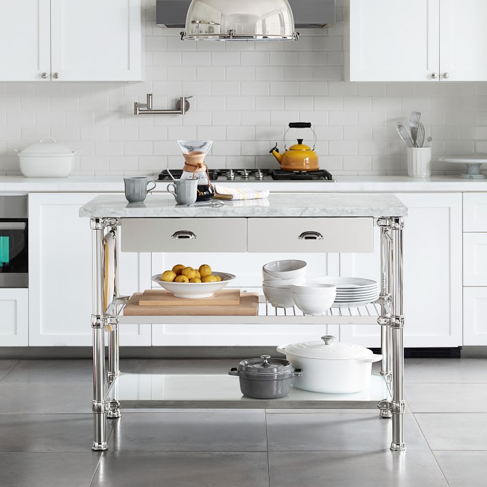 Modular Kitchen Island with Marble Top (48&quot;)