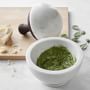 Williams Sonoma White Marble &amp; Walnut Mortar &amp; Pestle