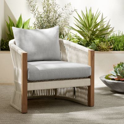 Pasadena Outdoor Teak and Rope Club Chair Williams Sonoma