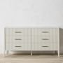 Lewis 6 Drawer Dresser, Bone, Antique Brass