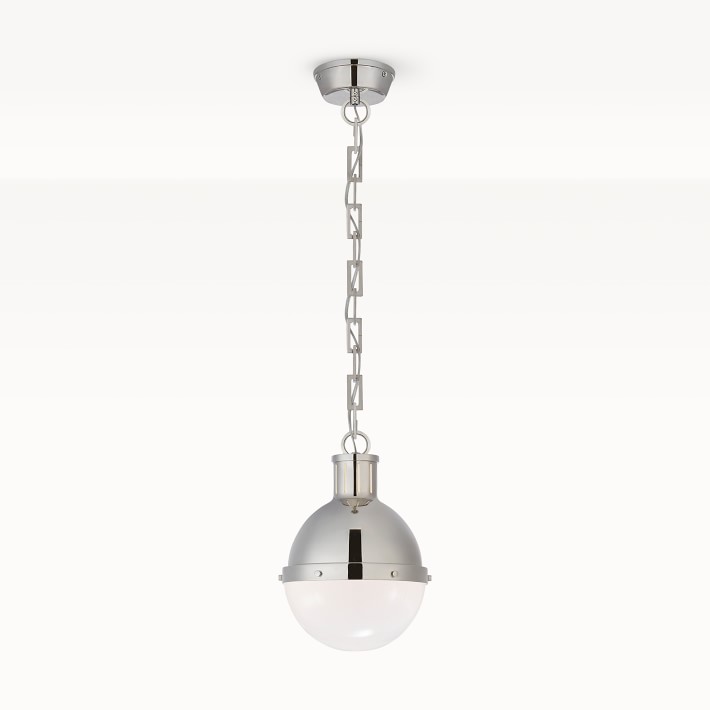 Hicks Pendant, Globe, Small, Polished Nickel