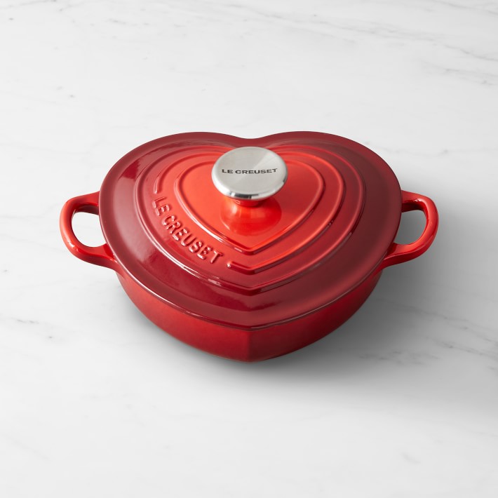 Le Creuset Enameled Cast Iron Shallow Heart 1 1/4-Qt., Red