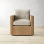 Lisbon Swivel Chair With Cushion, Perennials Performance Basketweave, Light Sand