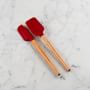 Williams Sonoma Silicone Mini Wood Spatula & Spoonula with Classic Wood Handle, Red