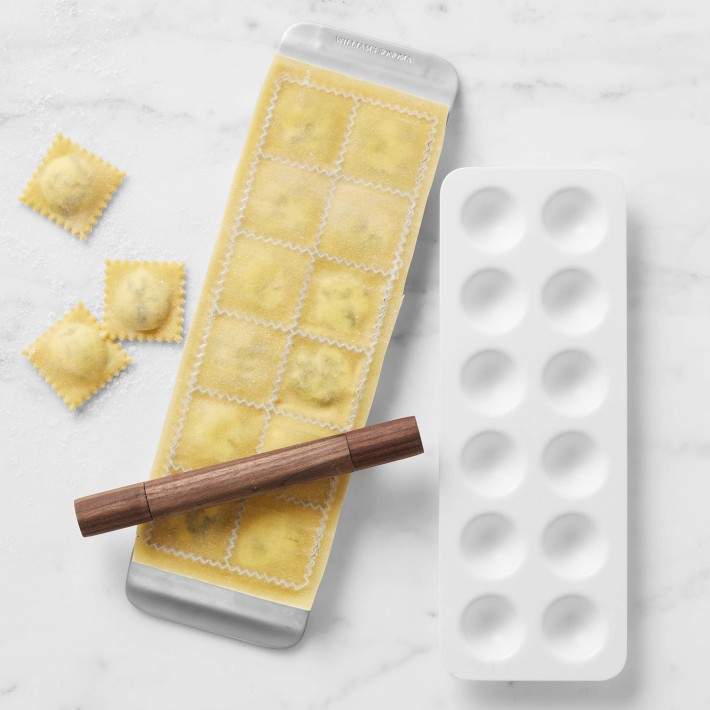 Williams Sonoma Ravioli Tray with Rolling Pin & Mould