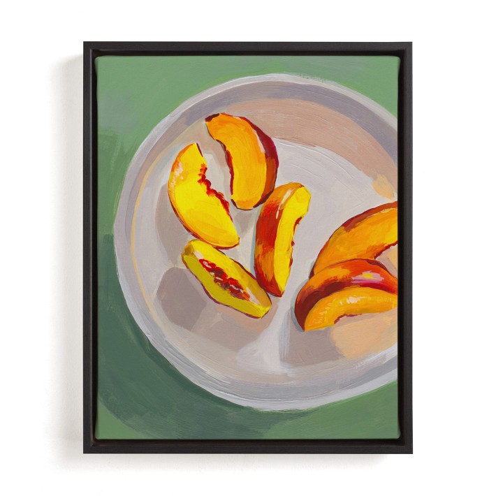 Minted Peaches Patrice Horvath, Rich Black Wood Frame, Framed Canvas, 11x14