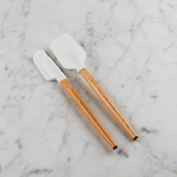 Williams Sonoma Silicone Mini Spatula & Spoonula with Classic Wood Handle, White