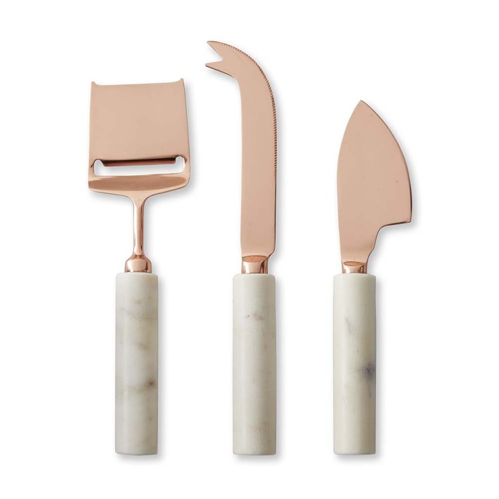 Marble & Copper Cheese Knives, Set of 3