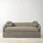 Camile Fringe 76In Sofa, Standard, Performance Velvet, Stone With Samuel & Sons Ivory Fringe, Ebony