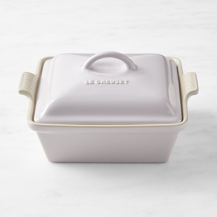 Le Creuset Stoneware Casserole outlets Baker w/ Lid Square WHITE 9