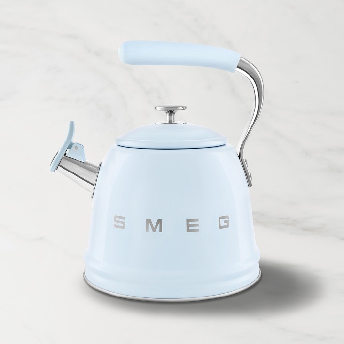 SMEG Stainless-Steel Whistling Tea Kettle, 2 1/2-Qt.- Pastel Blue