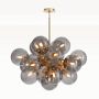 Shine Chandelier, Natural Brass, Smoke Glass