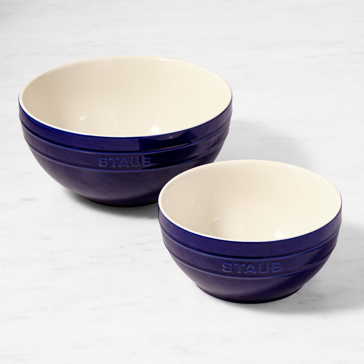 Staub 2 Piece Ceramic Nested Mixing Bowl Set Dark Blue