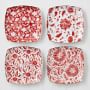 Marlo Thomas x Williams Sonoma Red Floral Appetizer Plates, Set of 4