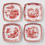 Marlo Thomas Red Scenic Appetizer Plates, Set of 4